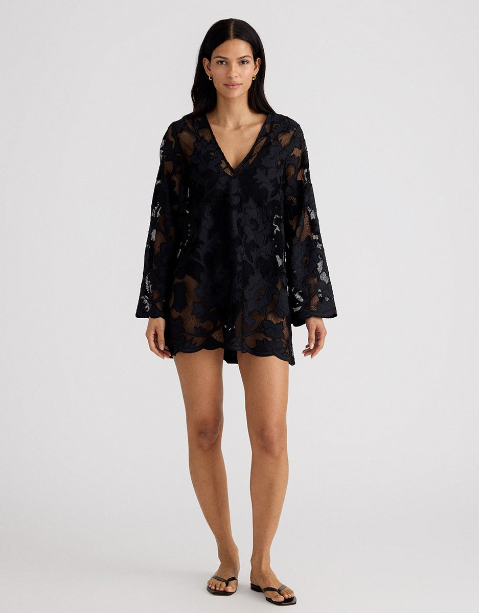 Unsubscribed Lace Coverup in Black