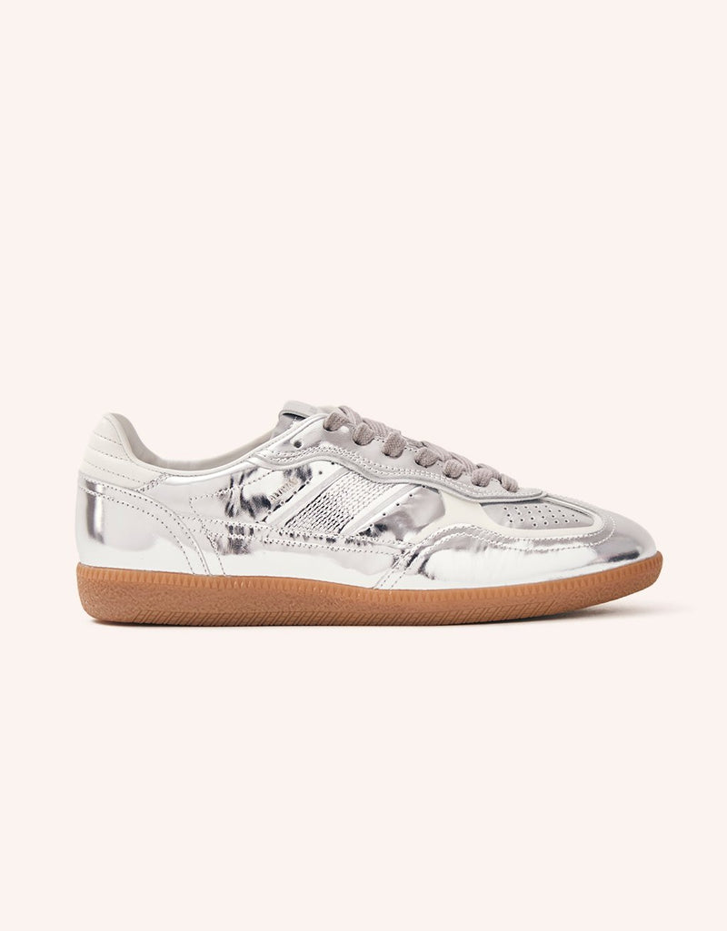 alohas rife shimmer silver cream leather sneaker