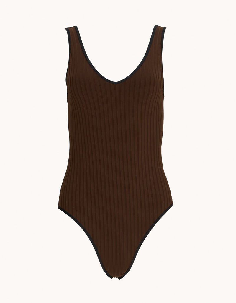 Unsubscribed Ribbed V Neck One Piece