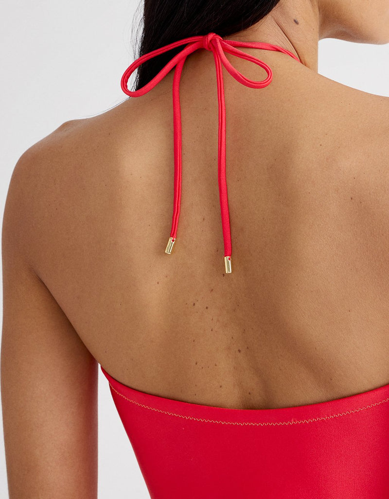 Unsubscribed Halter Lace-up One Piece