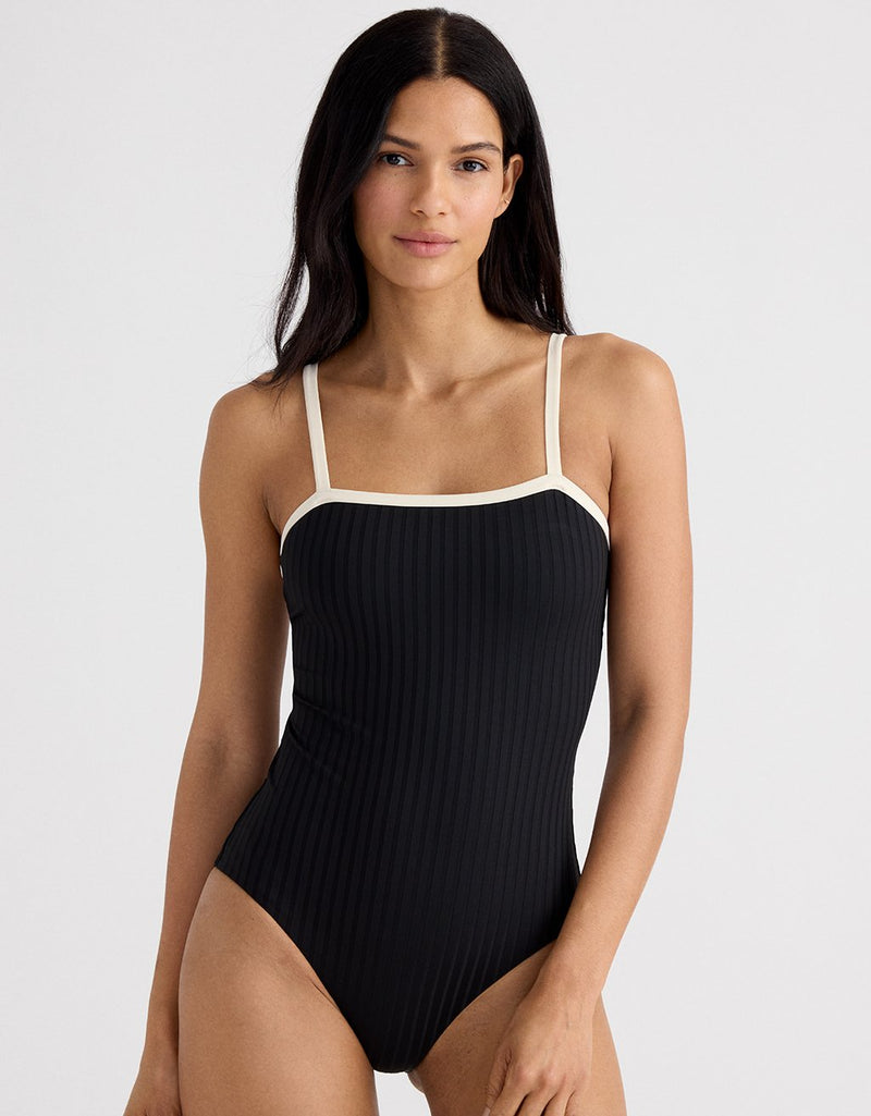 Unsubscribed Recycled Nylon Ribbed Bandeau One Piece