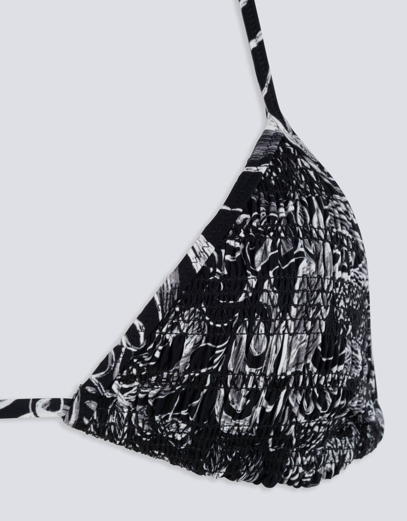 unsubscribed recycled nylon smocked triangle top