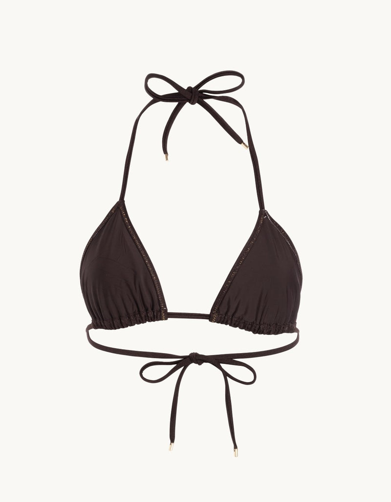 unsubscribed recycled nylon shimmer triangle bikini top