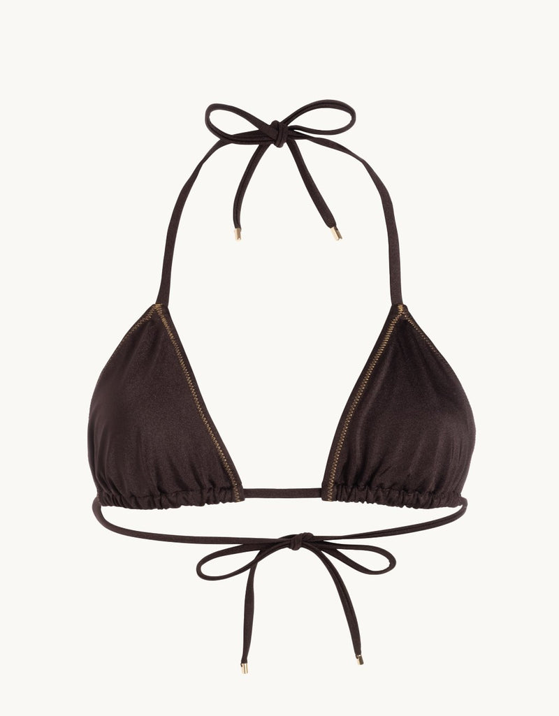 unsubscribed recycled nylon shimmer triangle bikini top