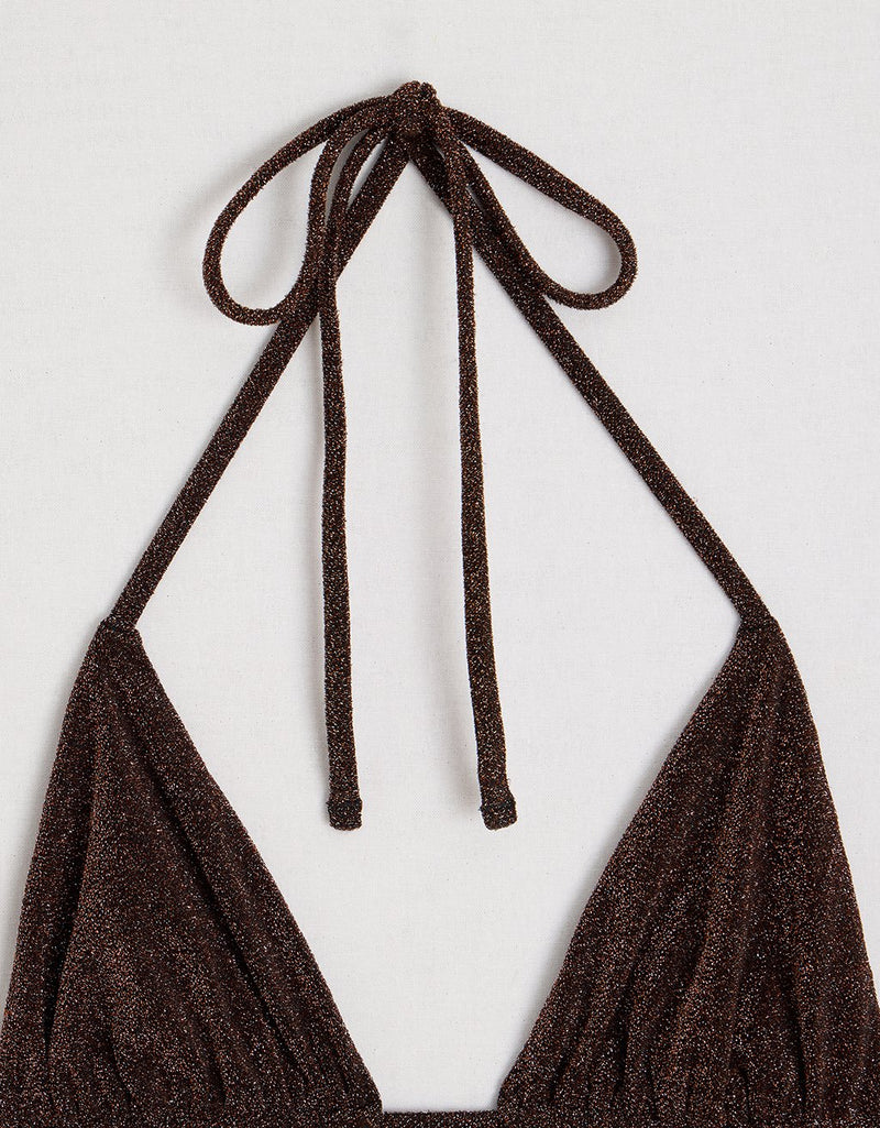 Unsubscribed Textured Metallic Bikini Top