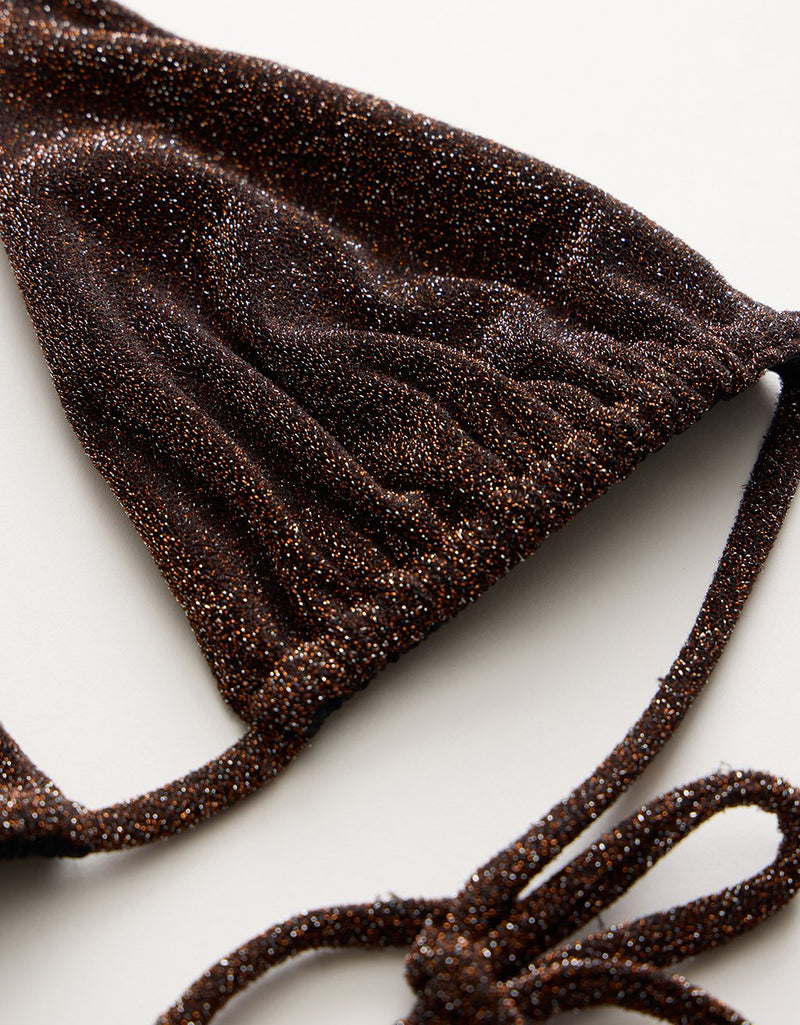 Unsubscribed Textured Metallic Bikini Top