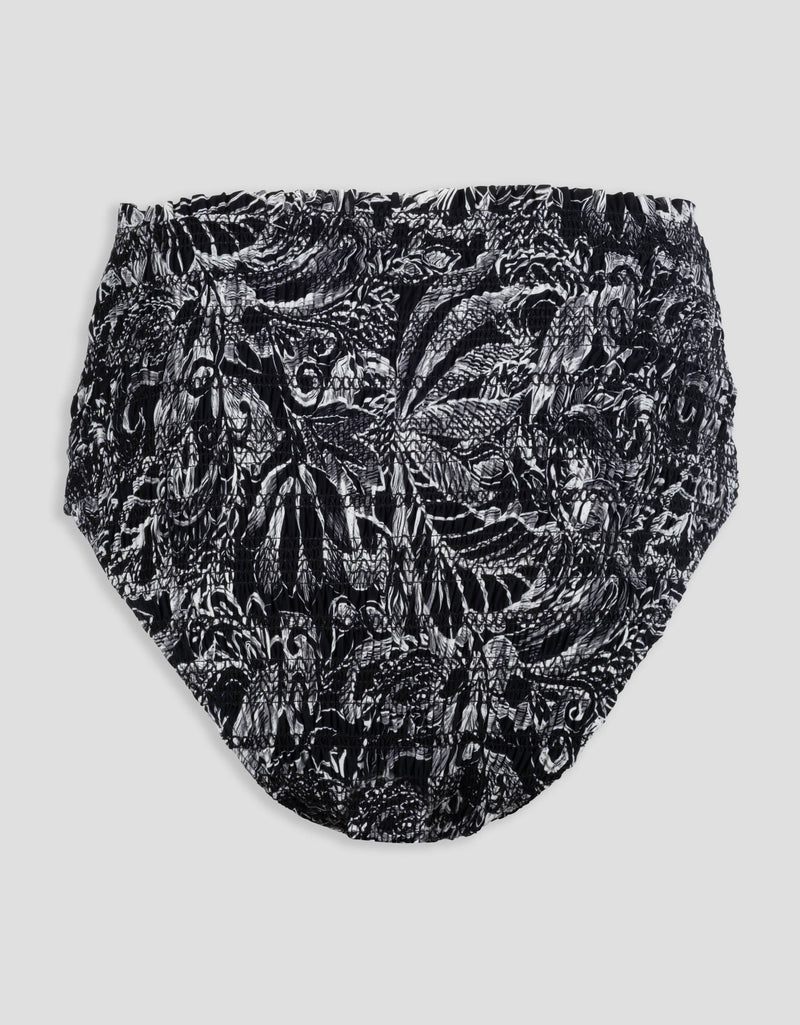 unsubscribed recycled nylon smocked high rise bikini brief