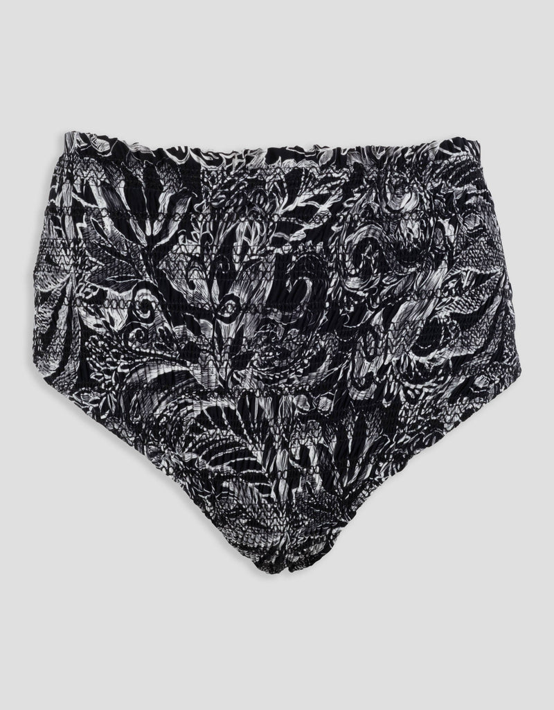 unsubscribed recycled nylon smocked high rise bikini brief