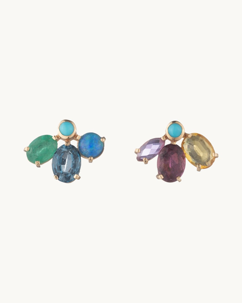 scosha tourmaline fan studs with turquoise