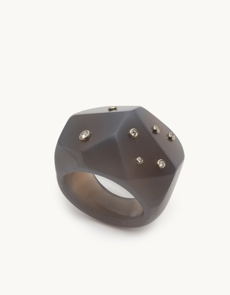 bleecker & prince mini grey agate crane ring