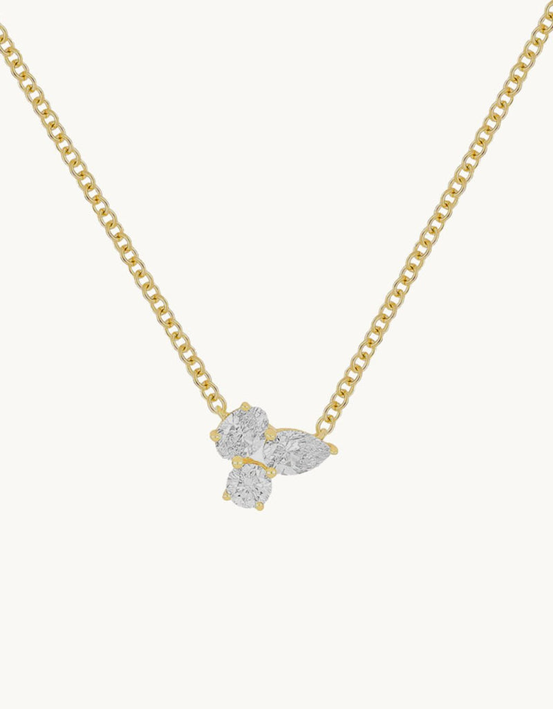 ef collection triple diamond cluster necklace