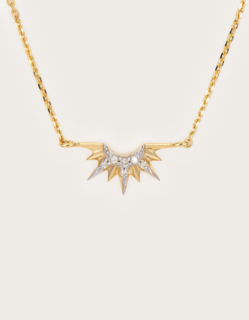 three stories Half Sunburst Love Explosion Pave Necklace