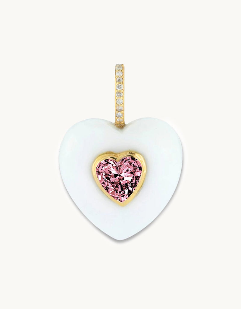 kate collins white onyx stone heart pendant