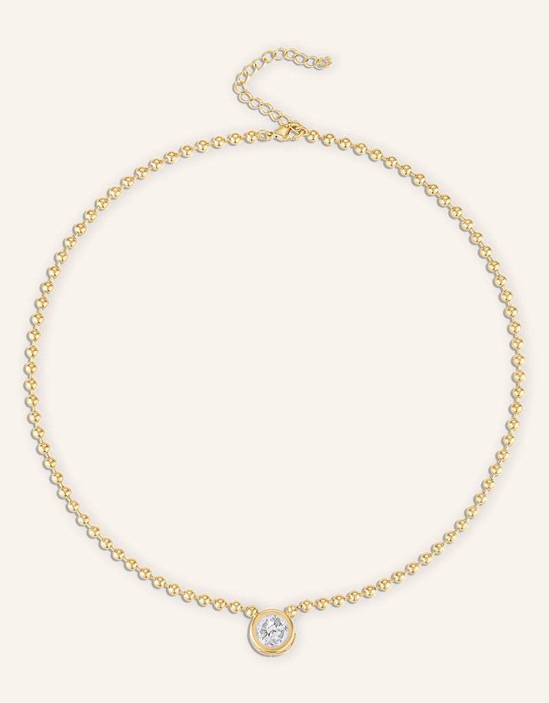 alexa leigh 3mm crystal gold ball chain necklace