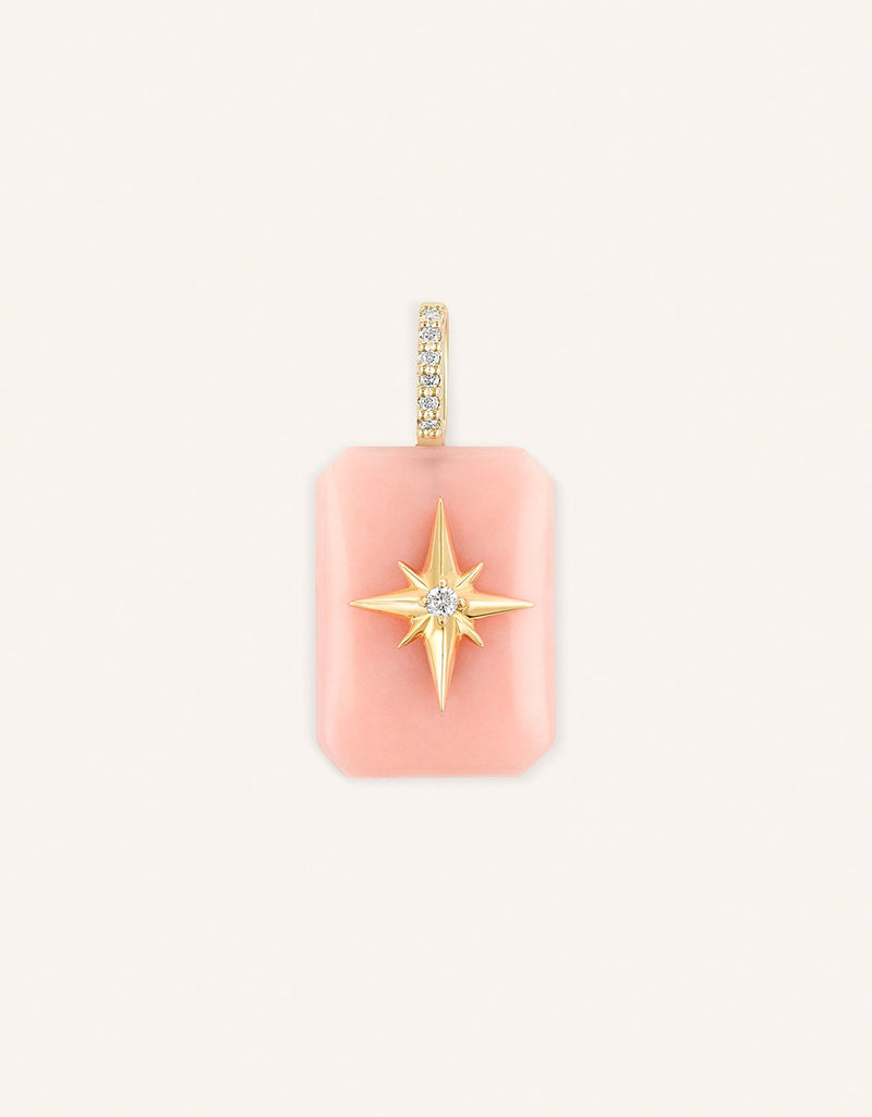 kate collins small emerald cut pink opal charm