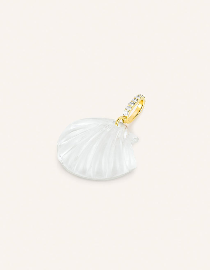 kate collins green amethyst scallop charm