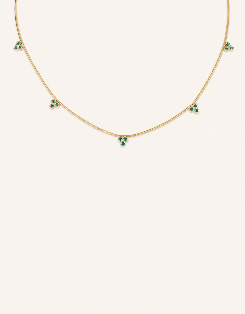 Kate Collins Triple Stone Station Emerald Necklace