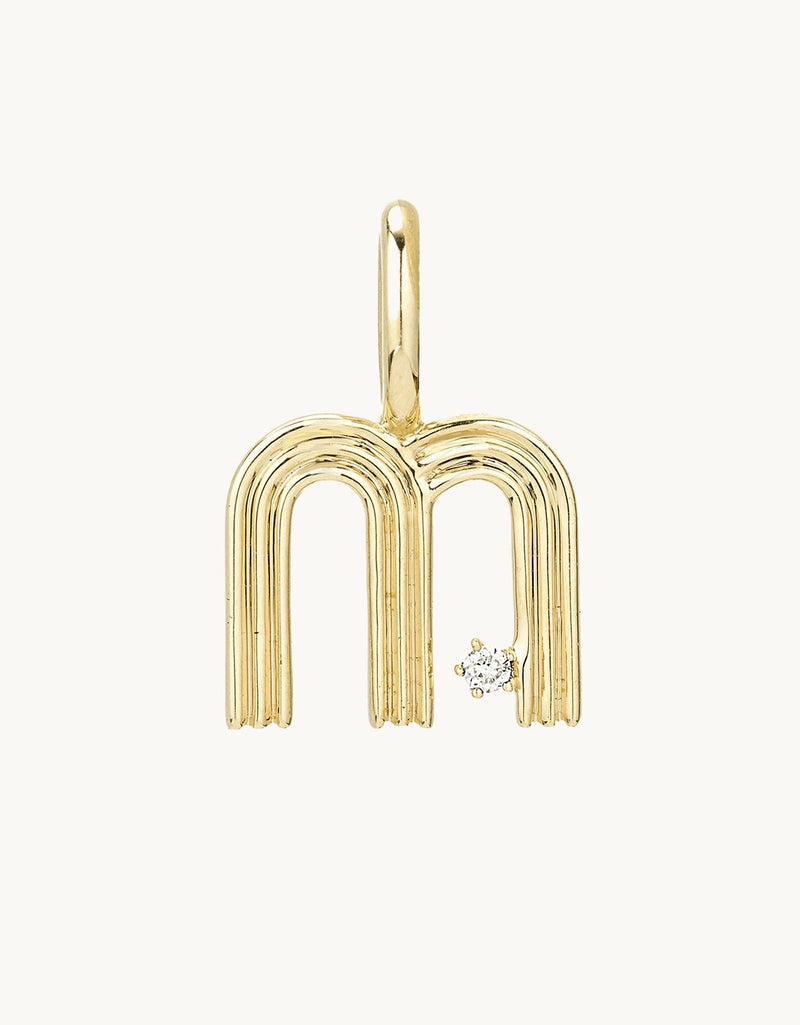 adina reyter groovy diamond mini initial charm (m)