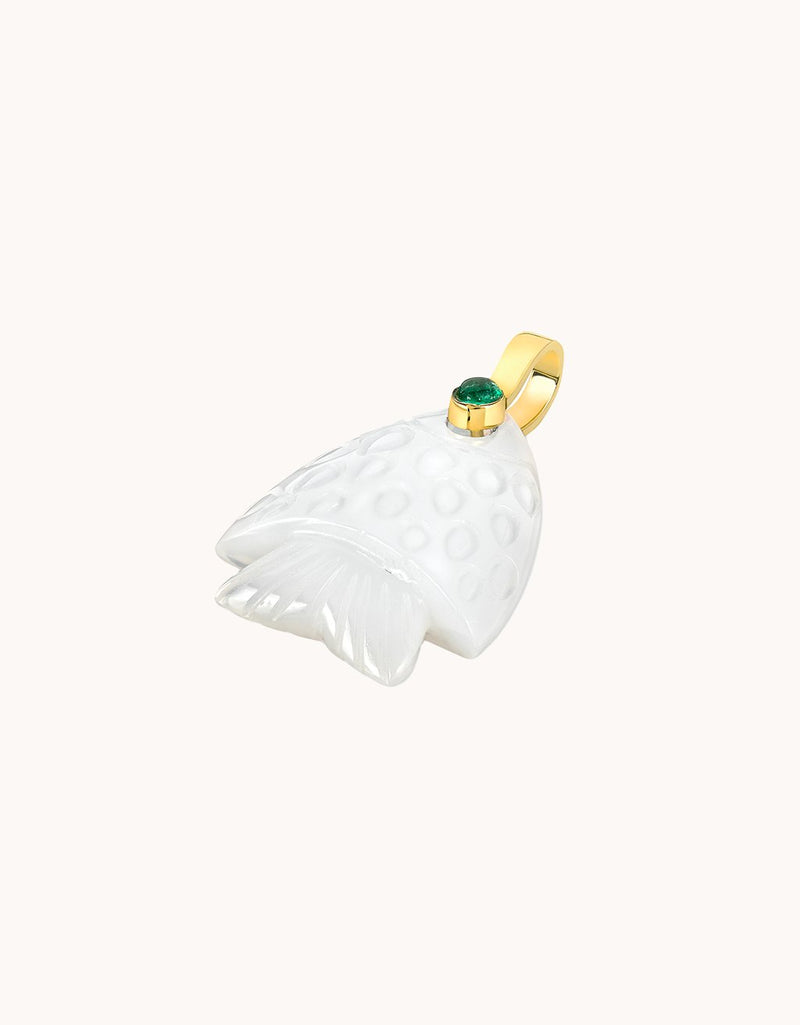 Kate Collins White Onyx Fish Pendant
