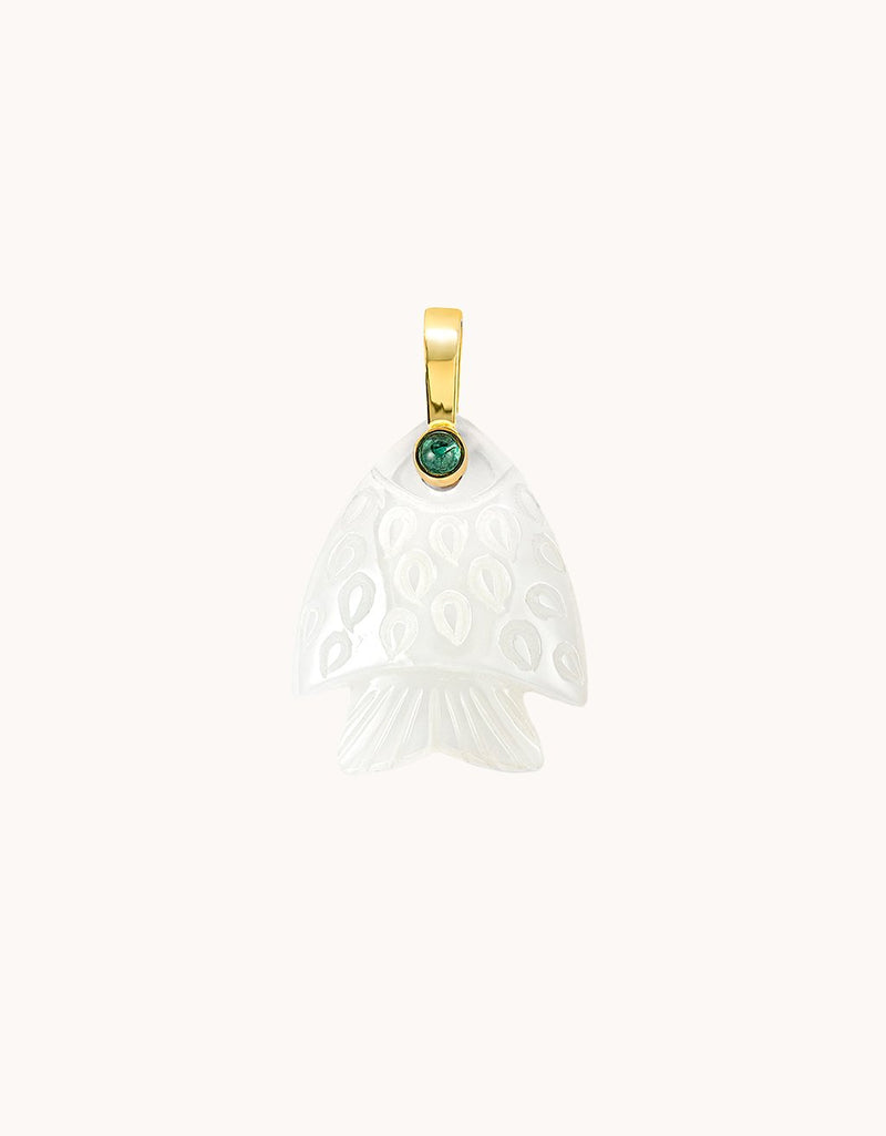 Kate Collins White Onyx Fish Pendant