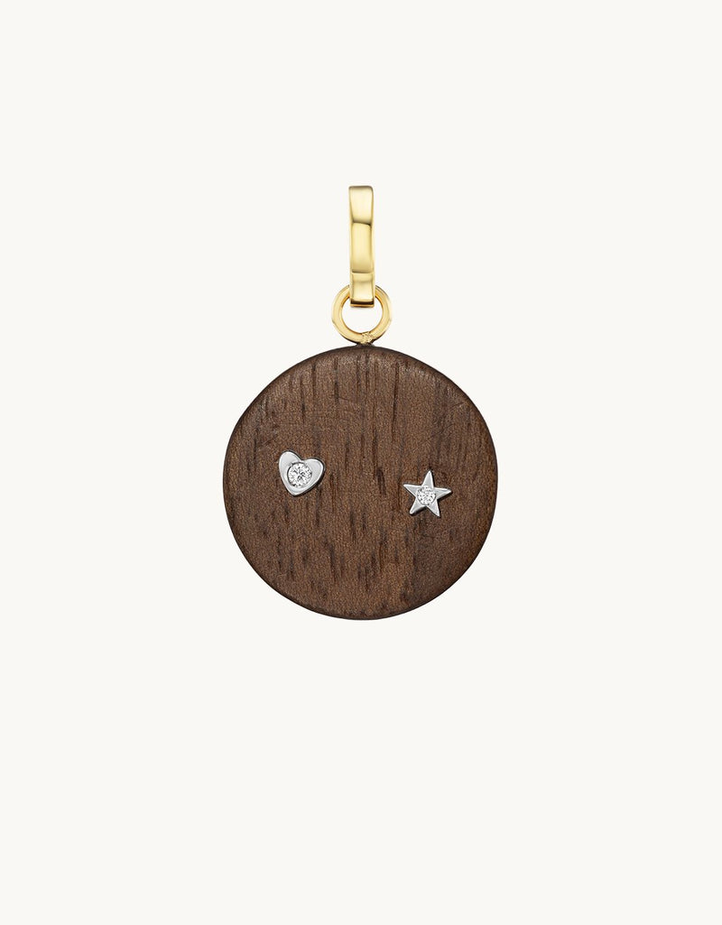 Wooden pendant on a light gray background