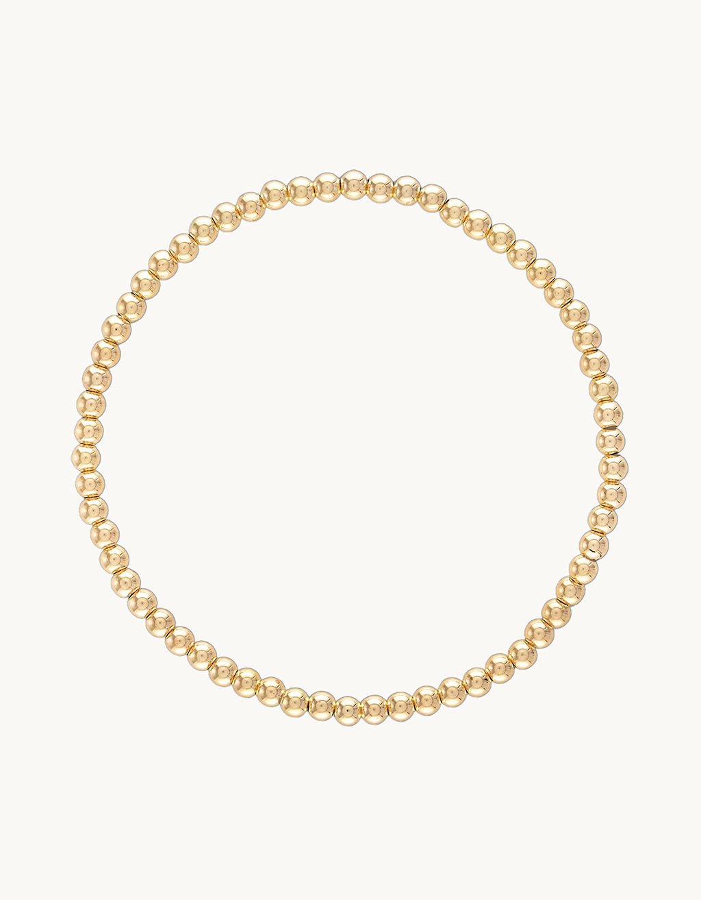 14k gold filled 3mm ball bracelet on a light gray background