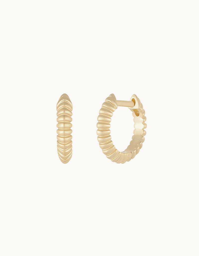 EF Collection 14k Fluted Gold Huggie Earrings