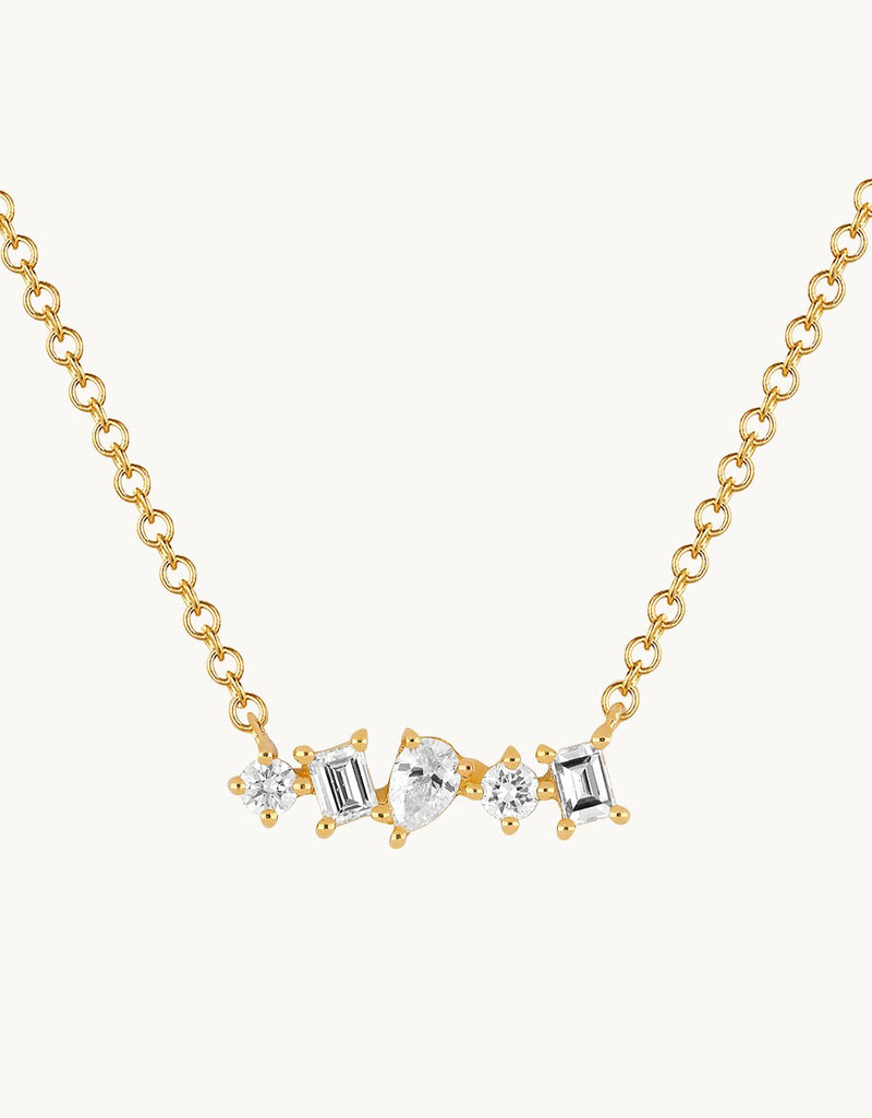 EF Collection Multifaceted Diamond Mini Bar Necklace