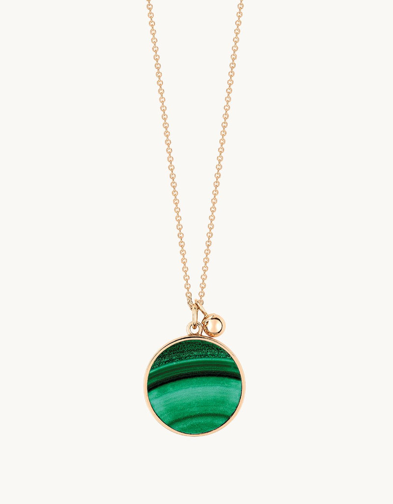 Ginette NY Ever Malachite Disc on Chain Necklace