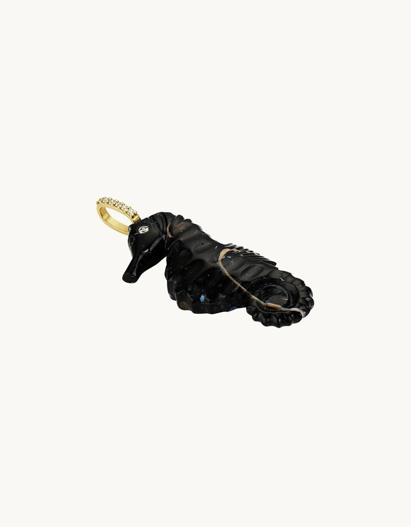 Kate Collins Black Calcite Seahorse Pendant