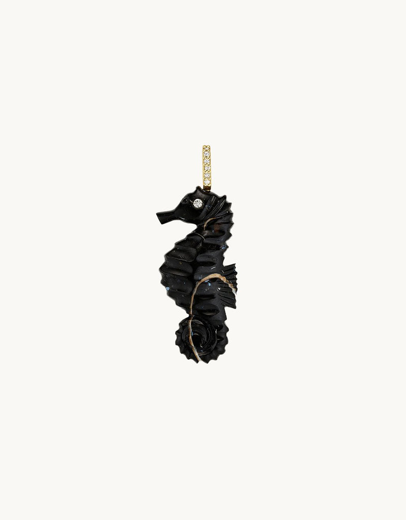 Kate Collins Black Calcite Seahorse Pendant