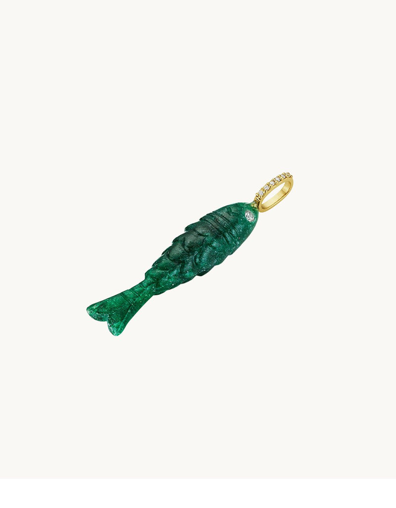 Kate Collins Green Aventurine Fish Pendant