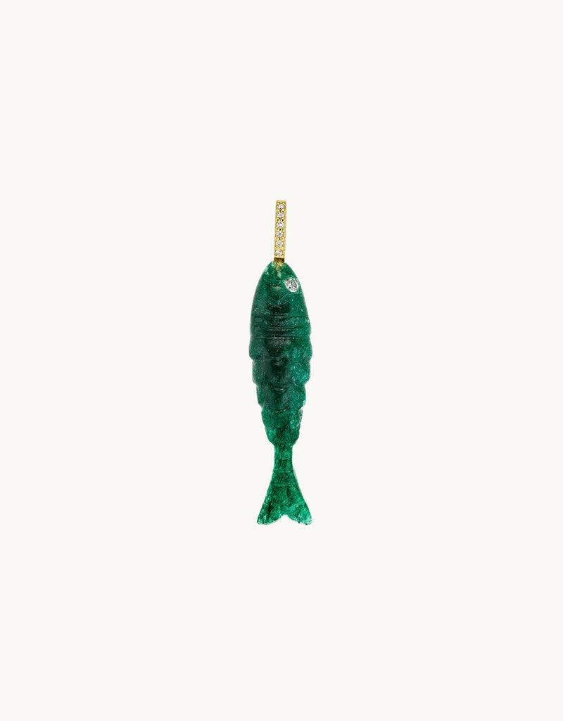 Kate Collins Green Aventurine Fish Pendant