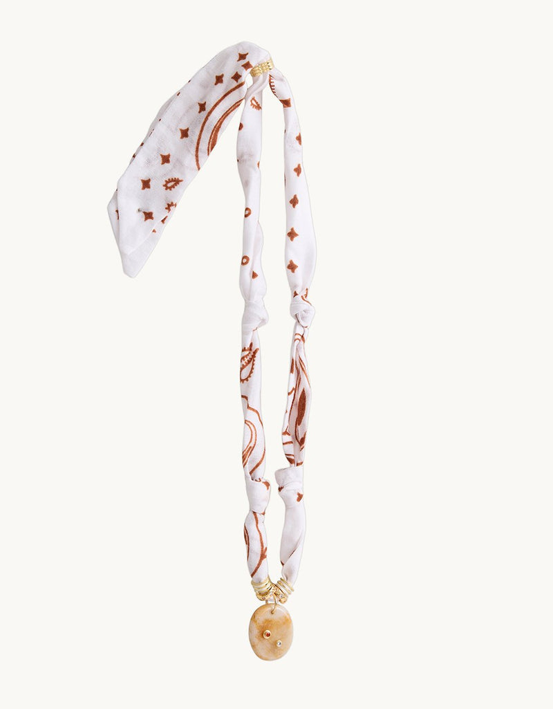 Alexis Brooke Jewelry White & Brown Bandana Necklace with Topaz Stone