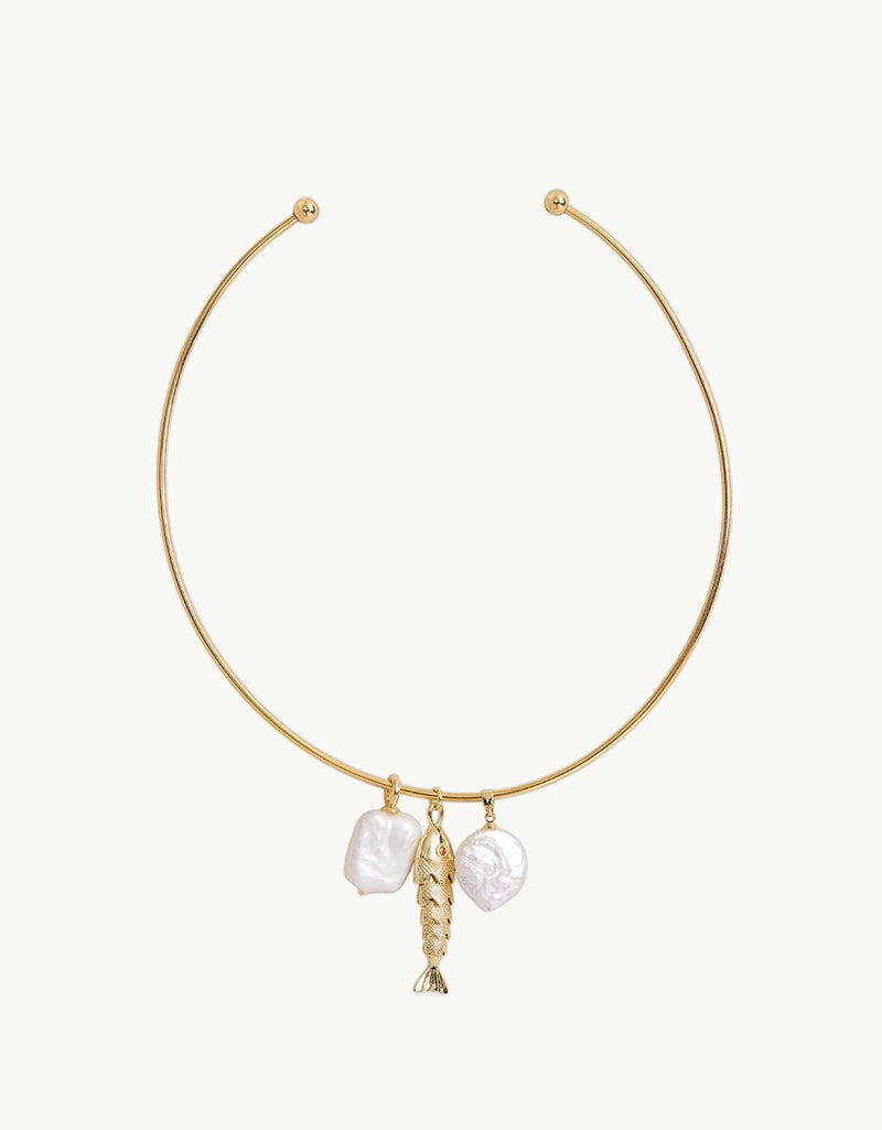 Alexis Brooke Jewelry Gold Choker Necklace with Three Charm Combo