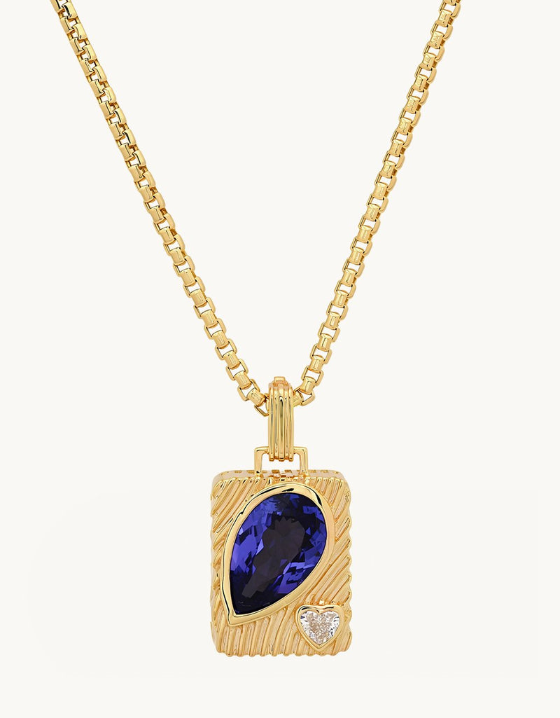 Helena Rose Ripple Pear Amulet Charm in Tanzanite