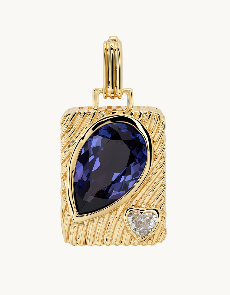 Helena Rose Ripple Pear Amulet Charm in Tanzanite