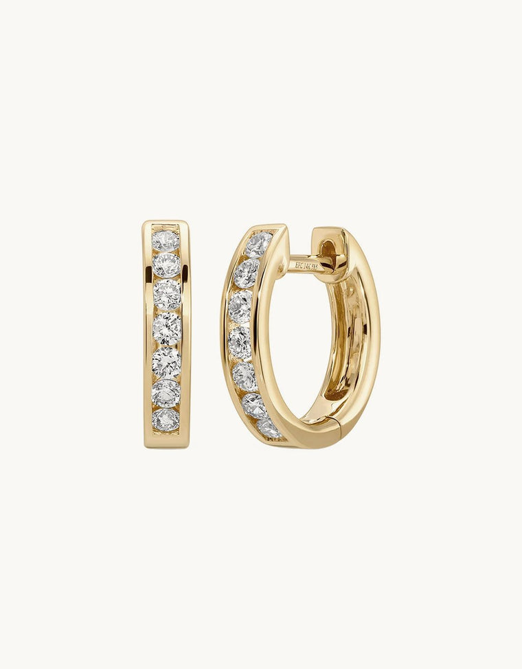 EF Collection Channel Set Diamond Huggie Earrings