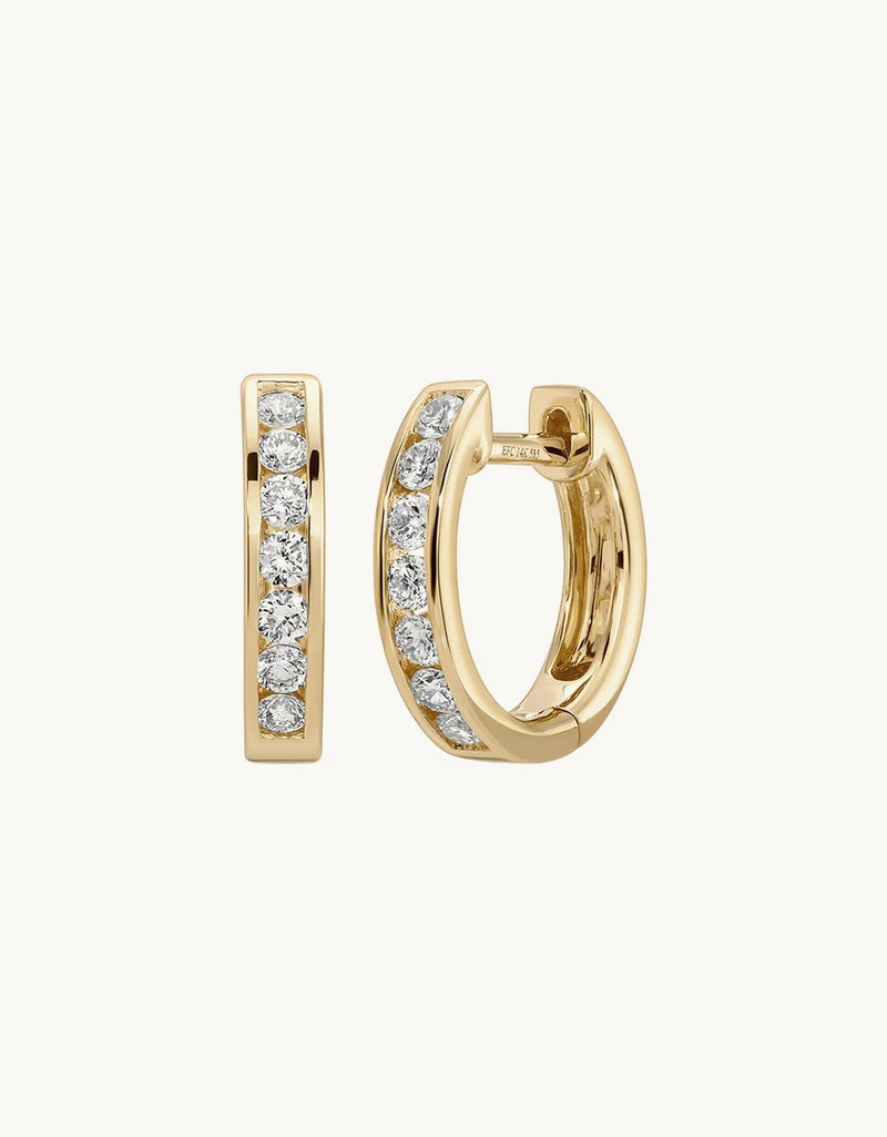 EF Collection Channel Set Diamond Huggie Earrings