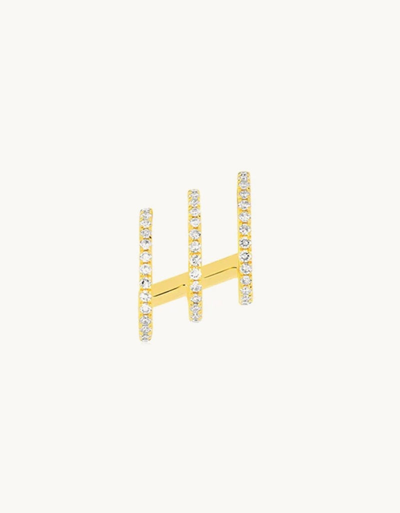 EF Collection Diamond Triple Huggie Illusion Stud Earring, Left