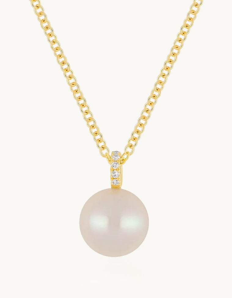 EF Collection Pearl Ball Drop Necklace