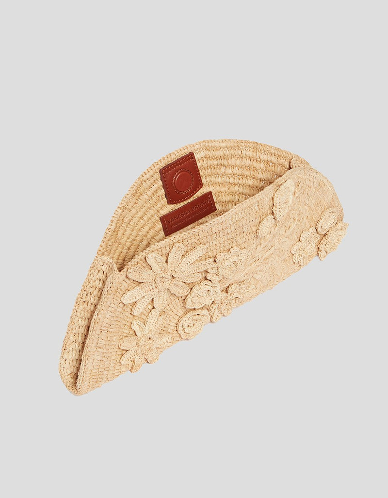 Vanessa Bruno Raffia Half Moon Clutch