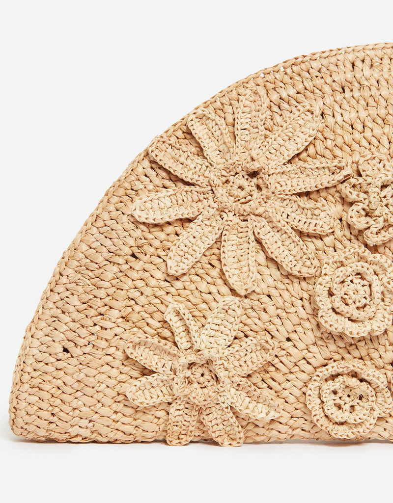 Vanessa Bruno Raffia Half Moon Clutch