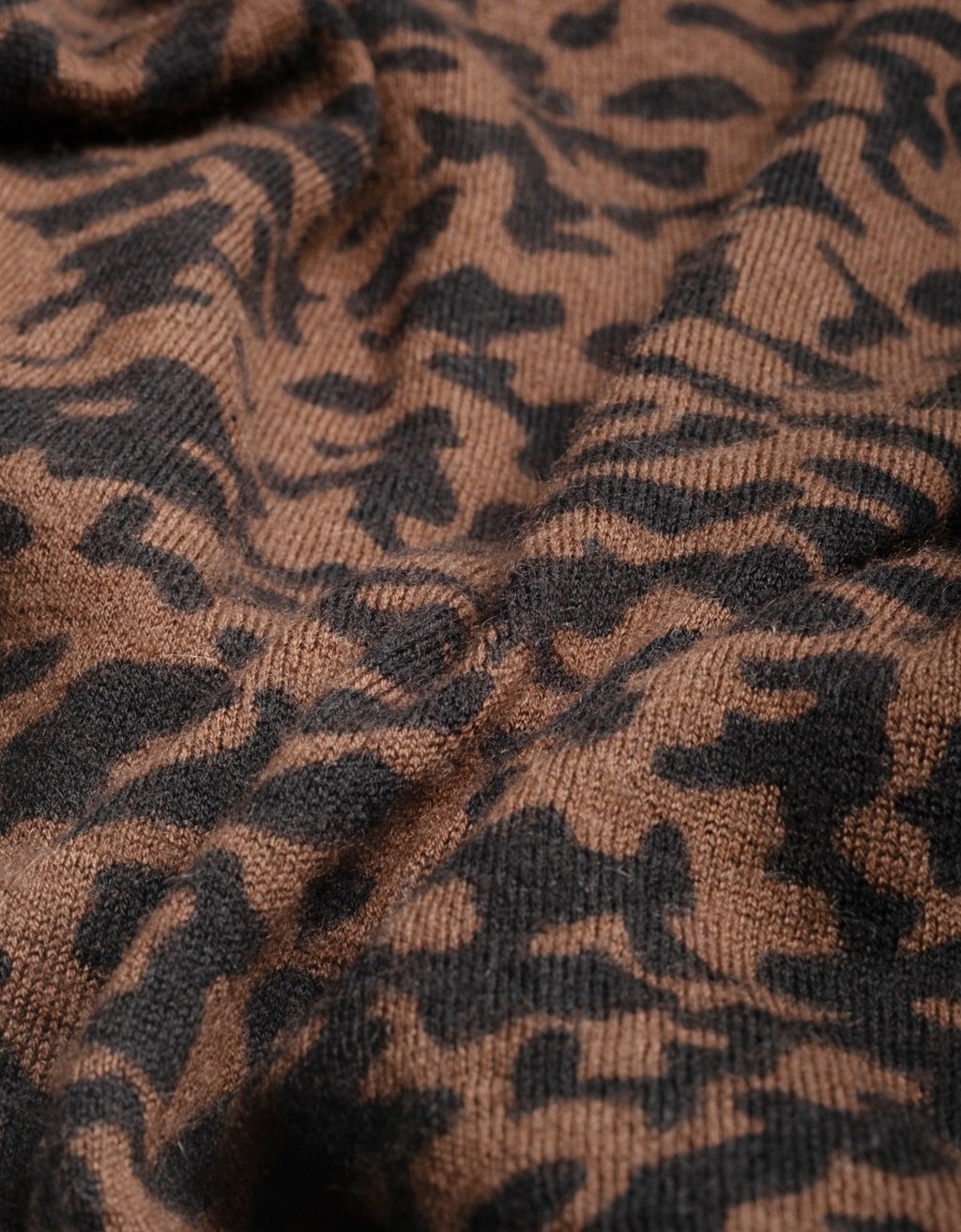Close-up of leopard print cashmere fabric