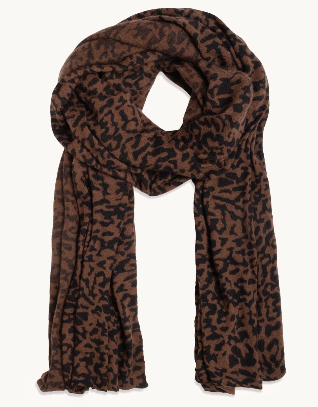 Cashmere leopard print scarf on a white background