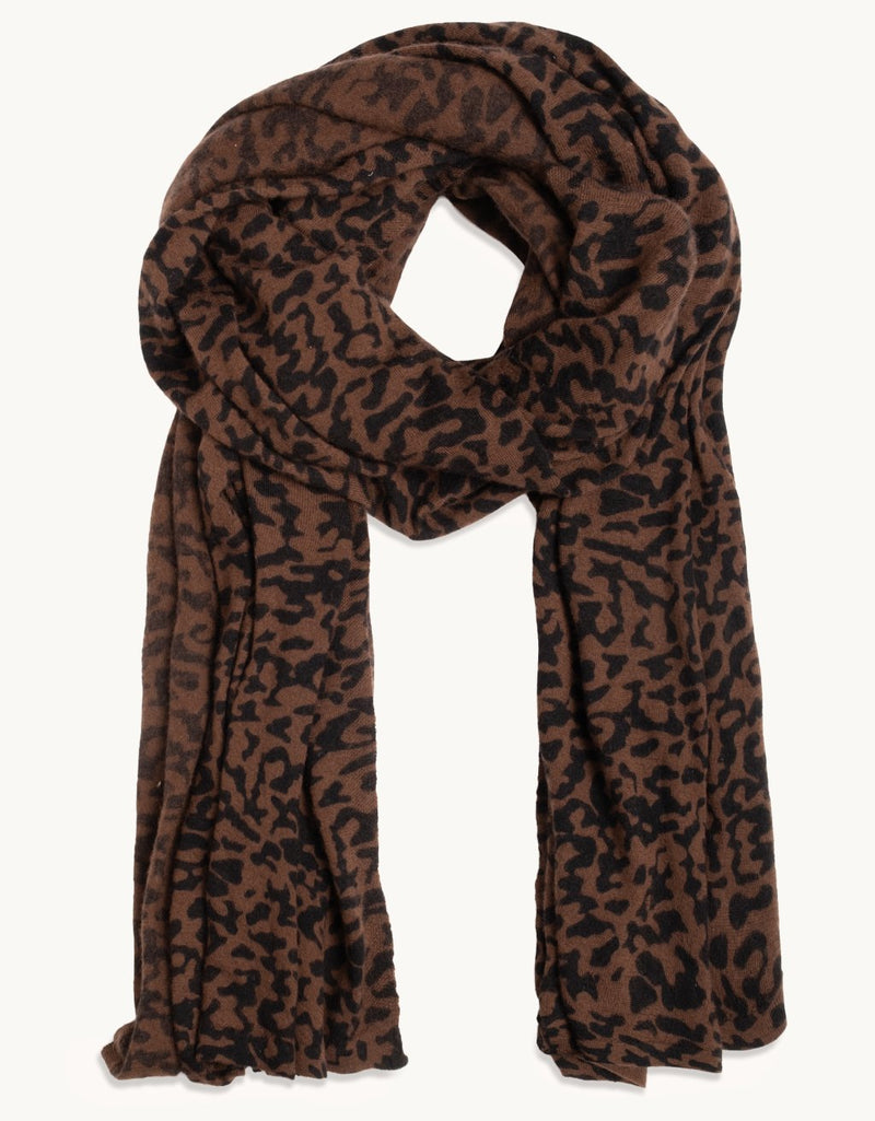 Cashmere leopard print scarf on a white background