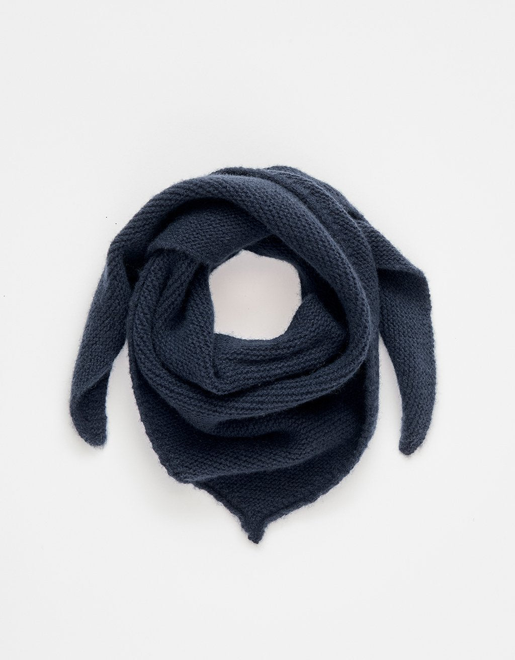 Navy blue cashmere scarf on a white background