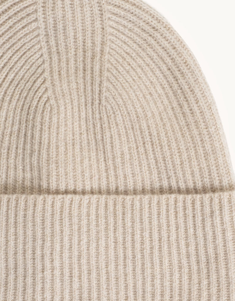 Unsubscribed Cocoon-Weight Cashmere Shimmer Ribbed Beanie
