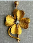 3GOG TS Antique 14K rose cut diamond textured clover pendant MANUAL ADD