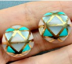 3GOG TS Vintage 14K stone inlay earrings MANUAL ADD